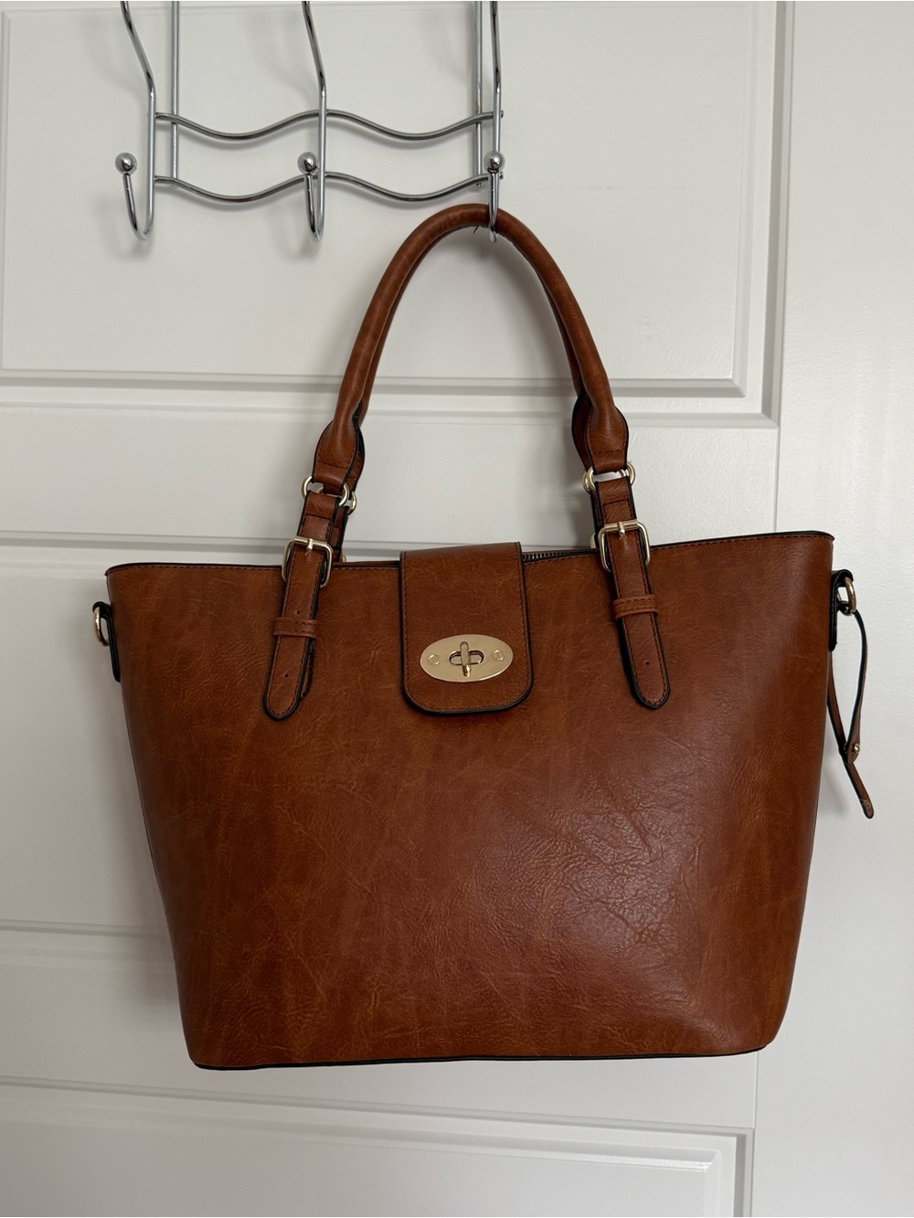 Classic Brown Leather-Look Handbag
